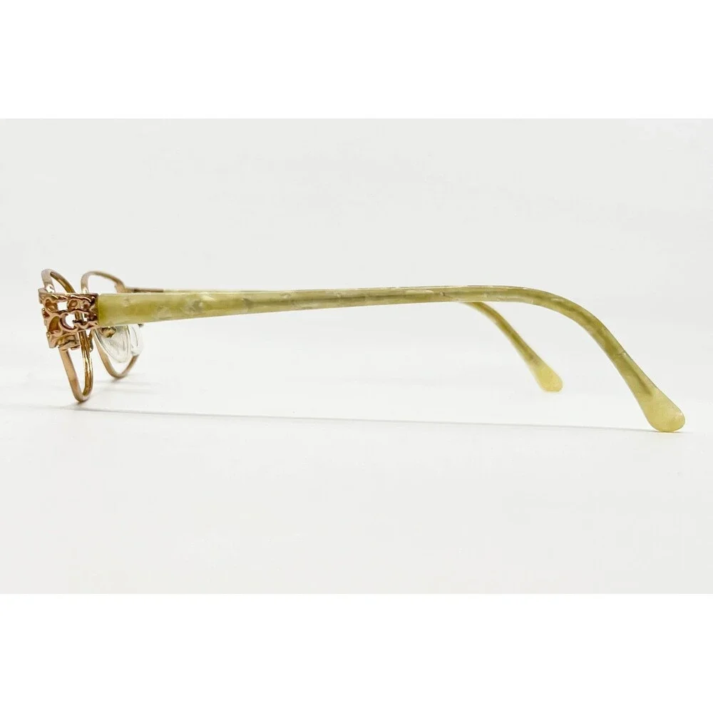 Unbranded Eyeglasses Women Gold Metal Oval Filigree Temple Frames 44597 Small